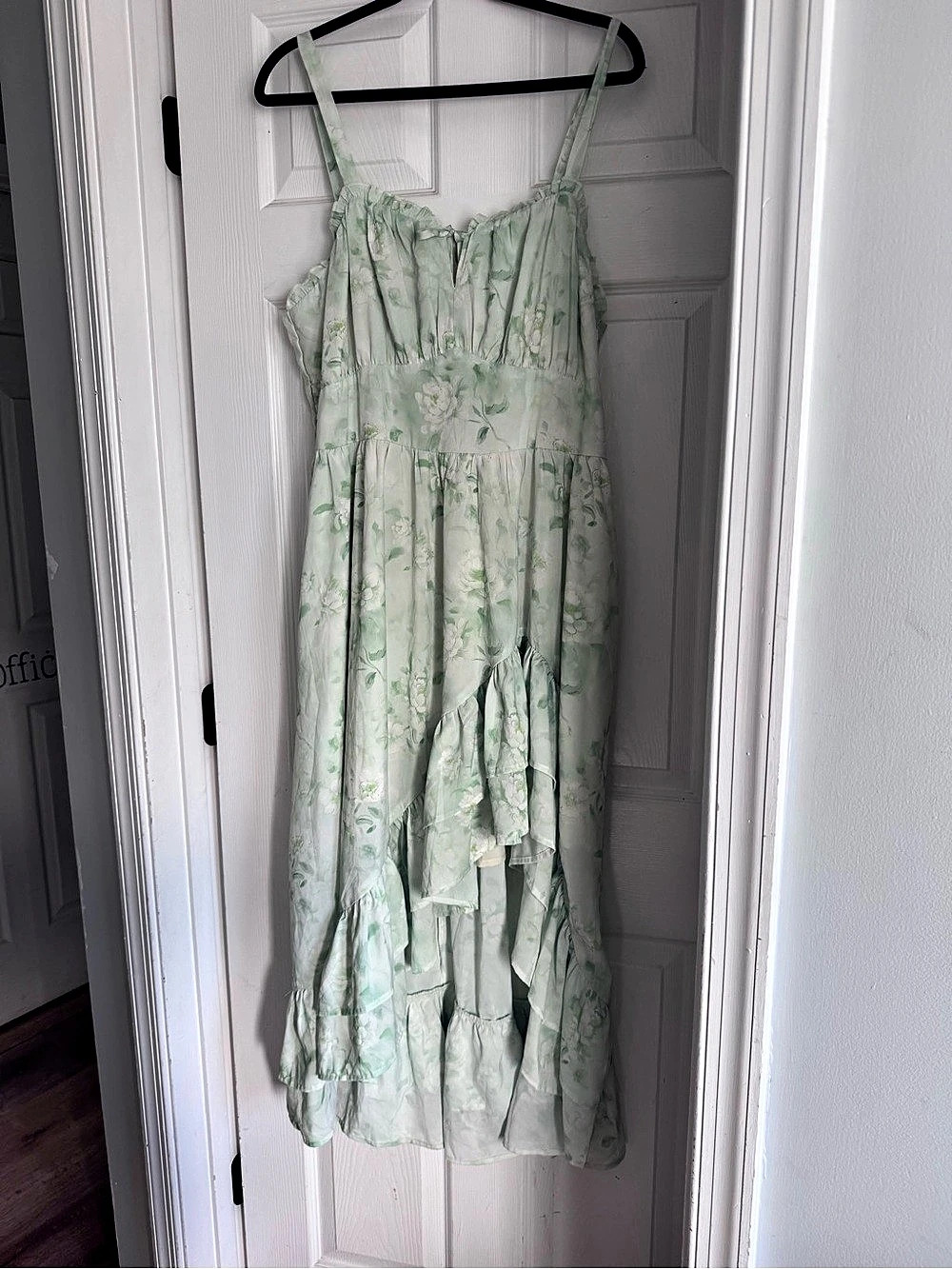 Scarlett Darkress Floral Ruffle Maxi Dress in Green XL